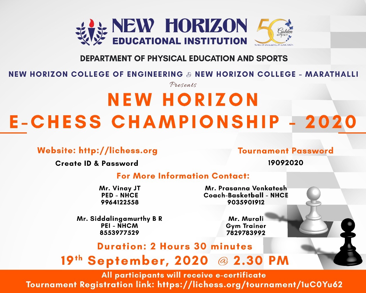 Inter Department Online Chess Tournament-2020 - New Horizon College of  Engineering